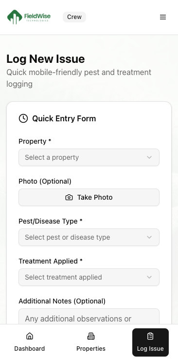 FieldWise Issue Logging Mobile App