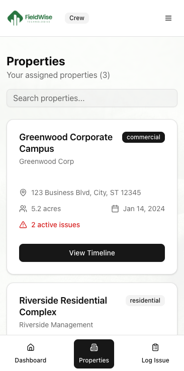 FieldWise Properties Mobile App